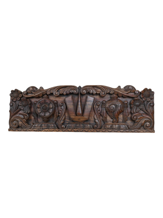 Vaishnava symbols decorative wood panel