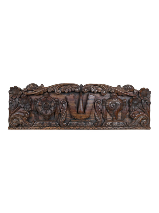 Vaishnava symbols decorative wood panel