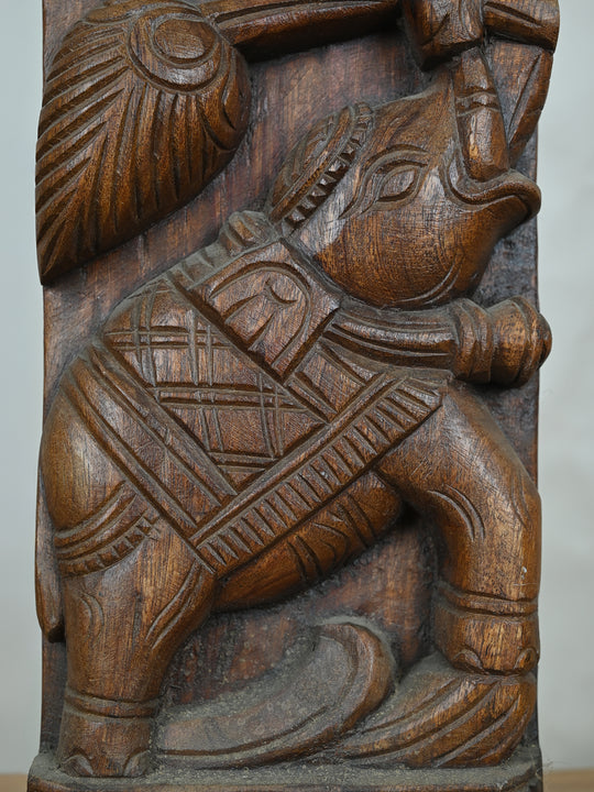 Wooden Peacock Vertical Wall Mount-35"