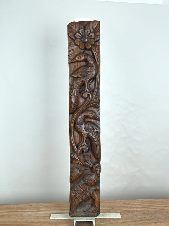 Wooden Peacock Vertical Wall Mount