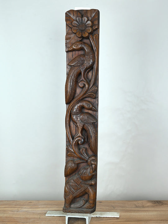 Wooden Peacock Vertical Wall Mount-35"