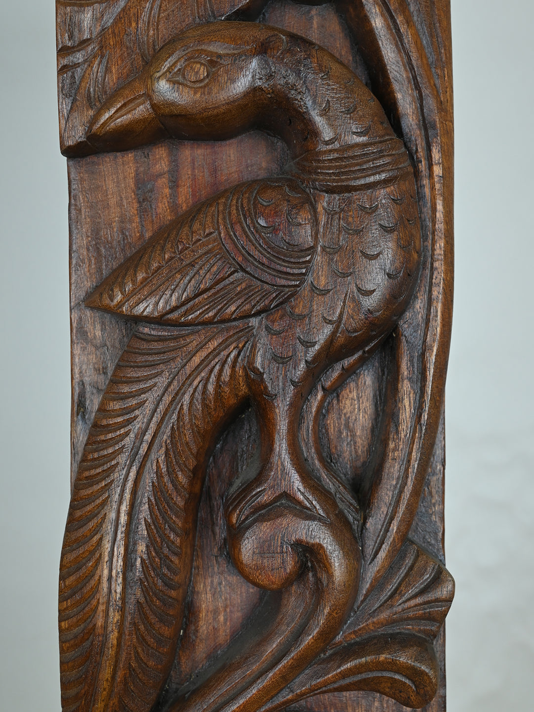 Wooden Peacock Vertical Wall Mount-35"