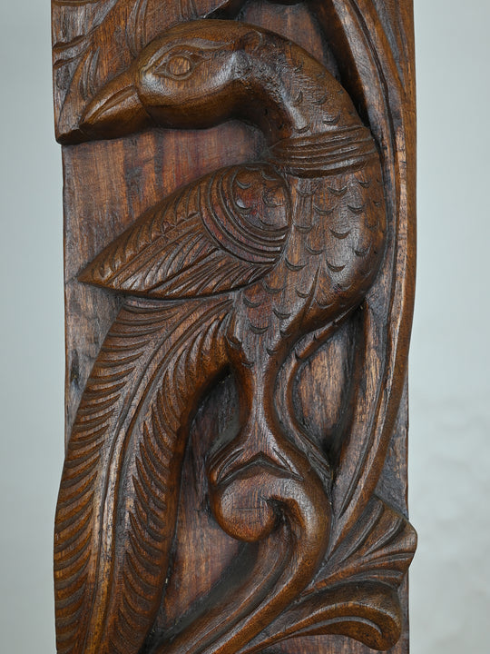 Wooden Peacock Vertical Wall Mount-35"