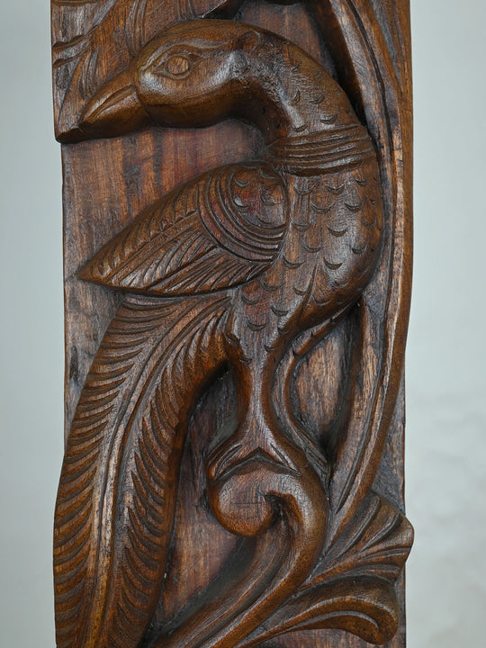 Wooden Peacock Vertical Wall Mount-35"