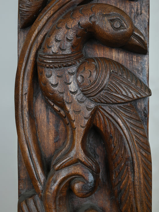 Wooden Peacock Vertical Wall Mount-35"