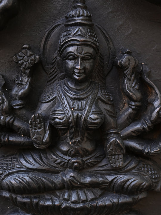 Ganesh Vertical Wooden Wall Panel in Astalakshmi Design -36.5"