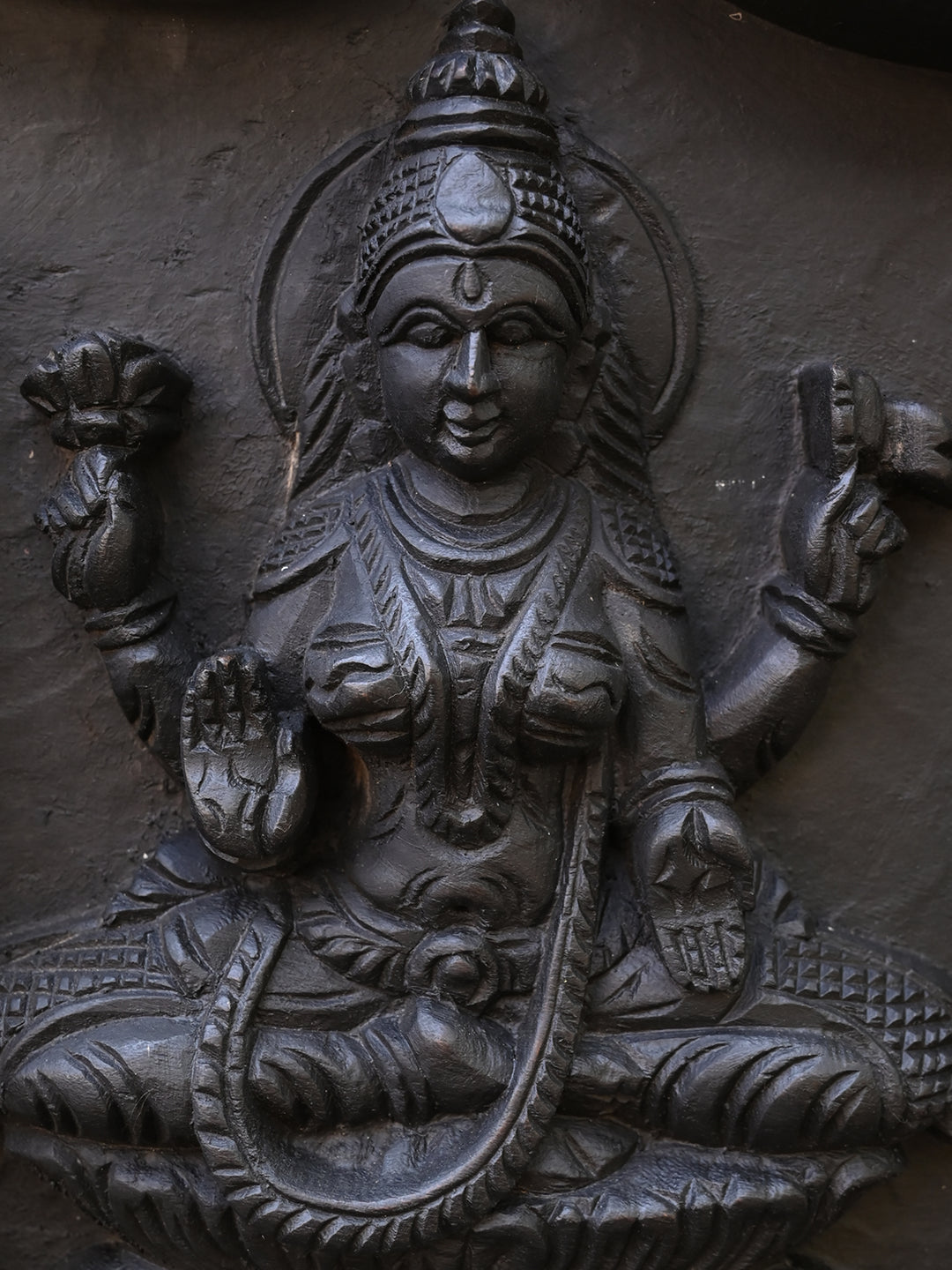 Ganesh Vertical Wooden Wall Panel in Astalakshmi Design -36.5"