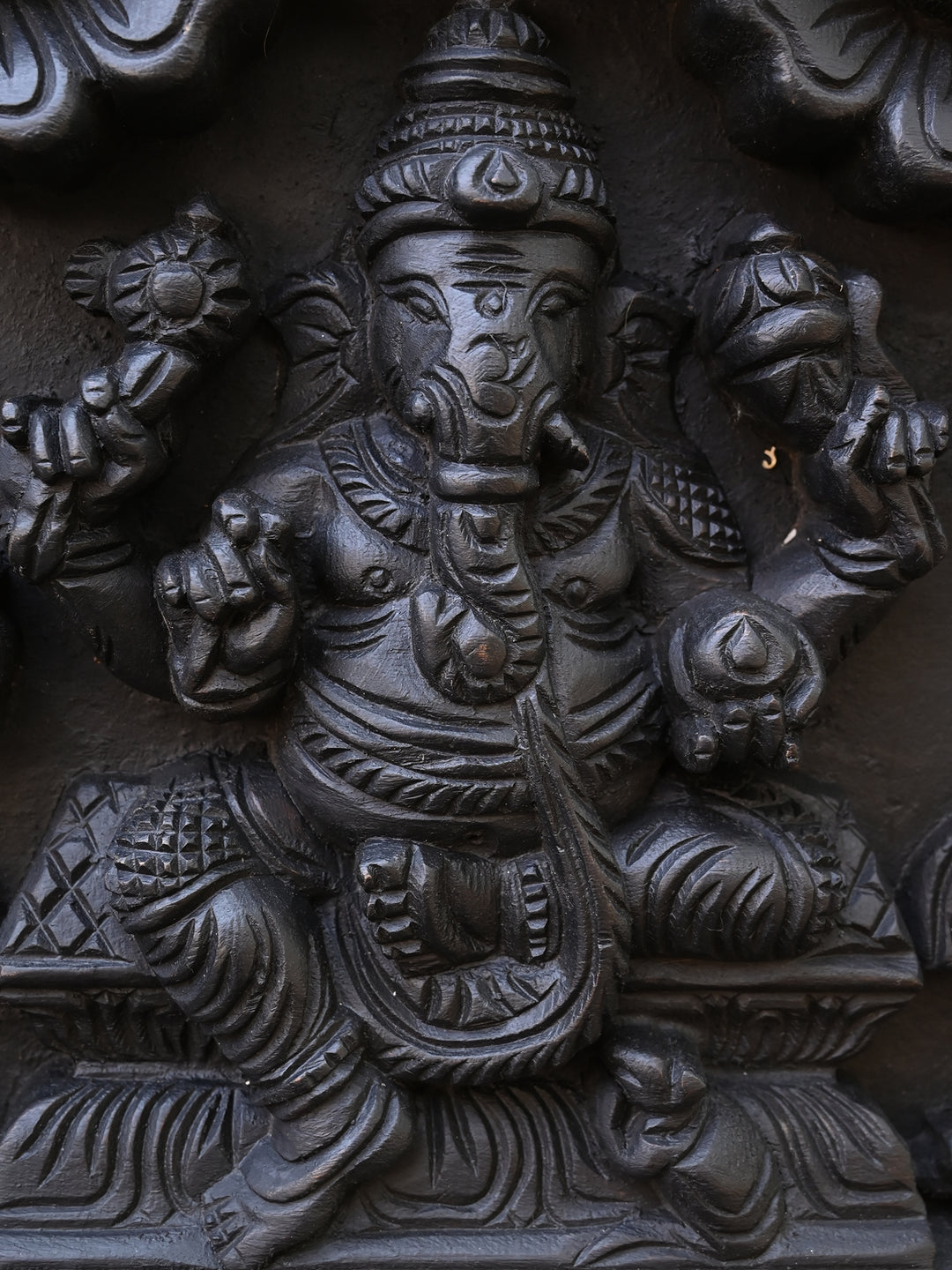 Ganesh Vertical Wooden Wall Panel in Astalakshmi Design -36.5"