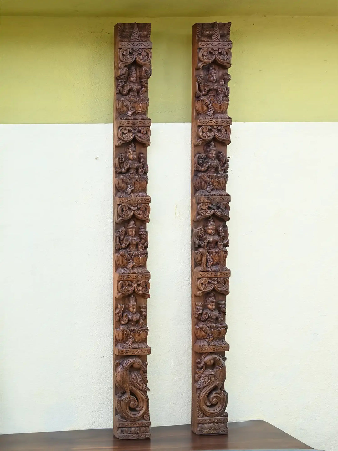 Wooden Astalakshmi wall panel