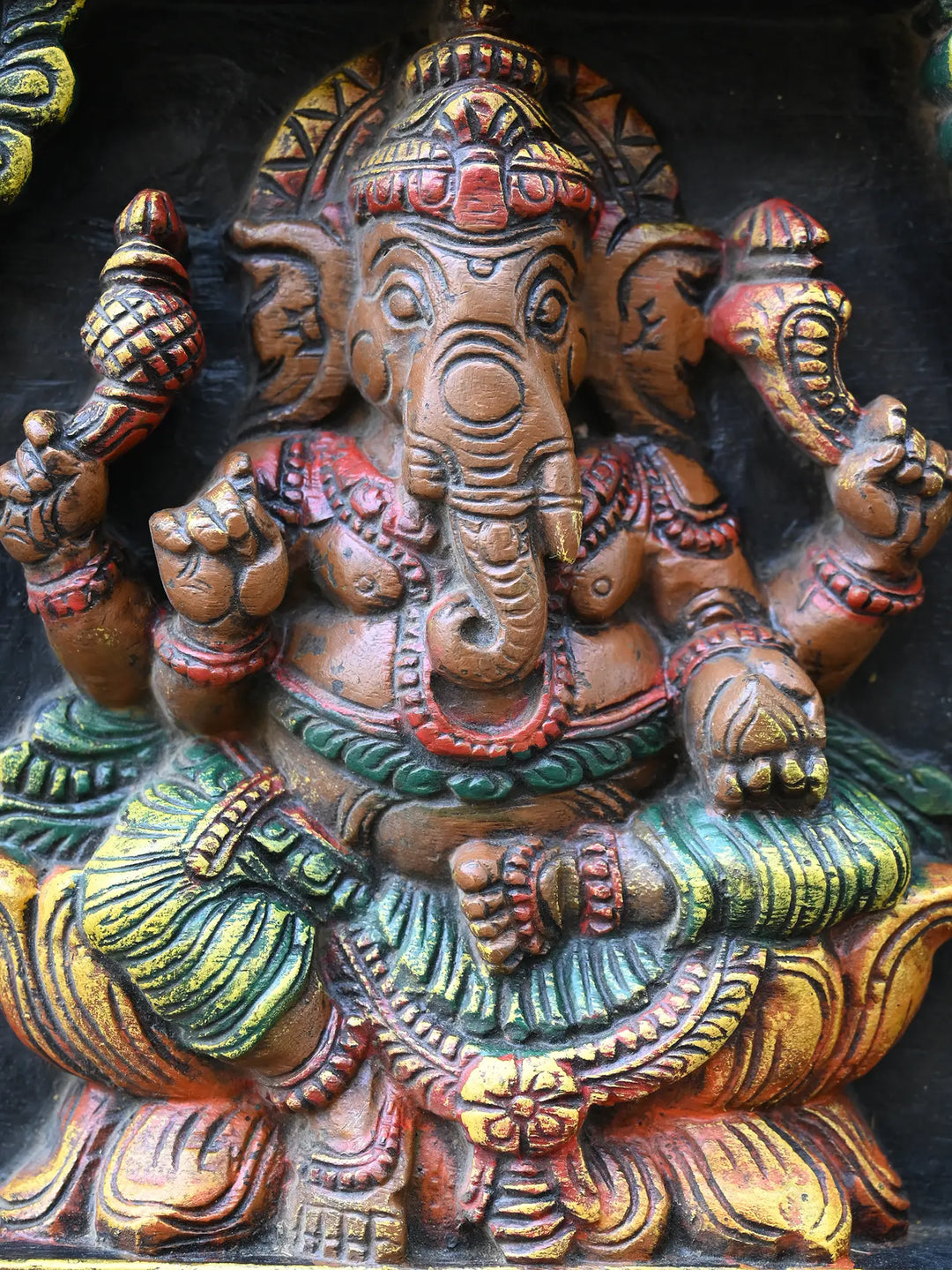 Large Lord Ganesh With Lakshmi & Saraswathi Panel 49"