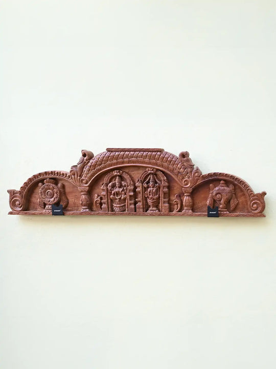 Wooden Balaji & Padmavathi Wall Panel