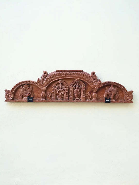 Wooden Balaji & Padmavathi Wall Panel