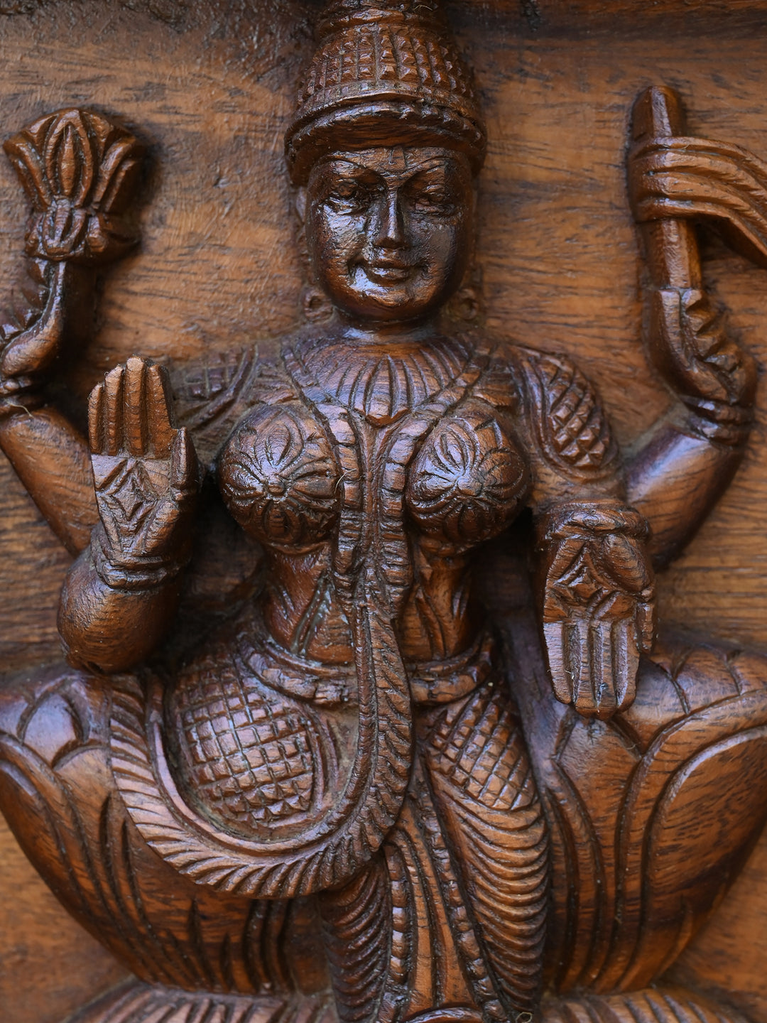 Lord Vishnu with Astalakshmi Wooden panel 