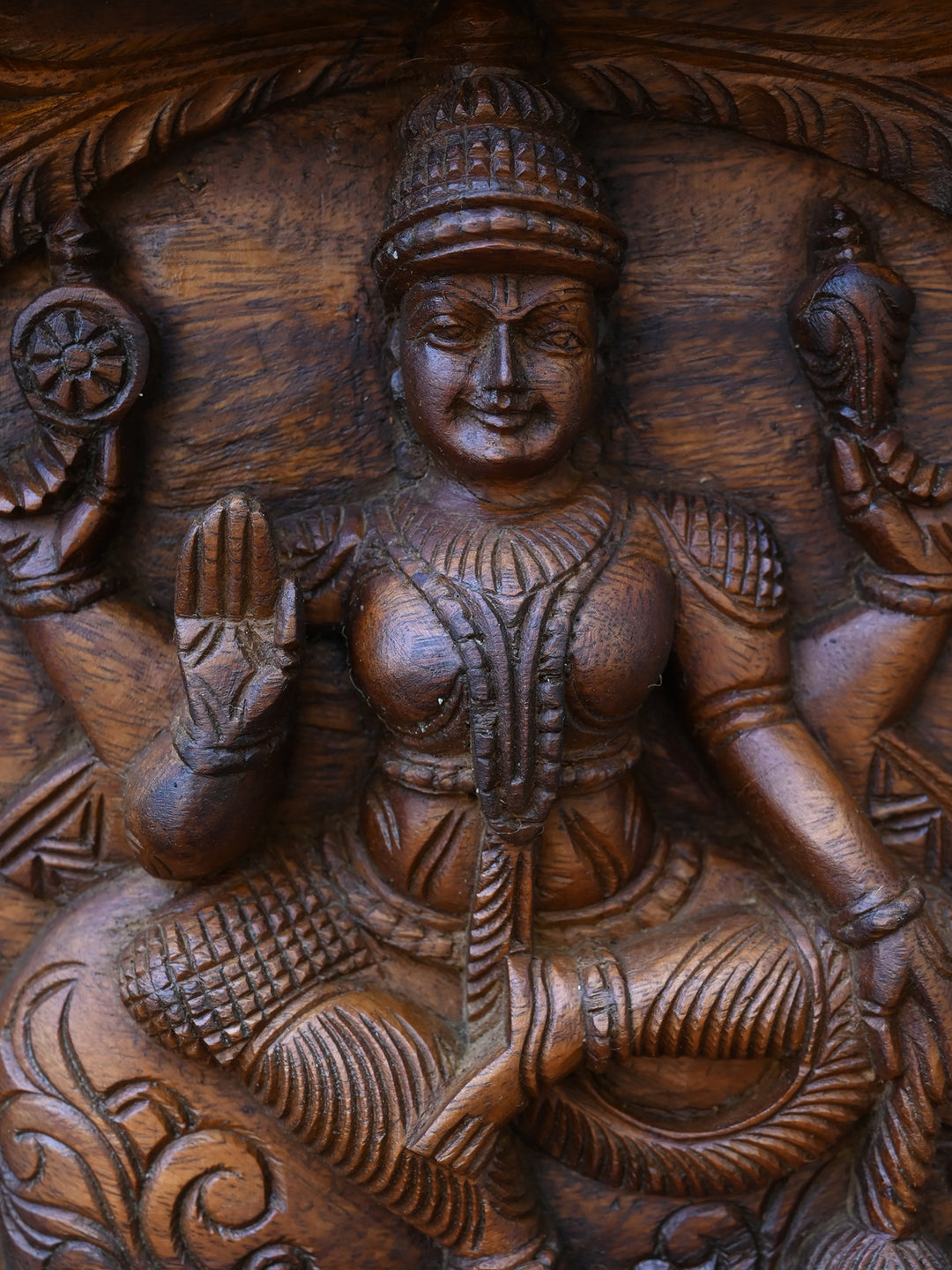 Lord Vishnu with Astalakshmi Wooden panel -72"