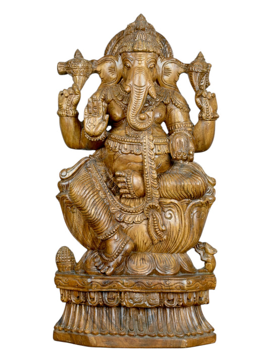 2 feet wooden ganesh statue