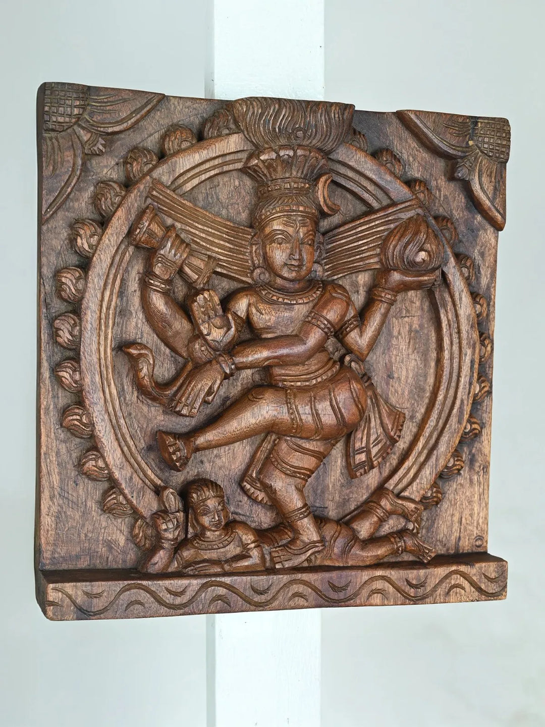 Dancing Shiva – Handcrafted Wooden Panel-12"