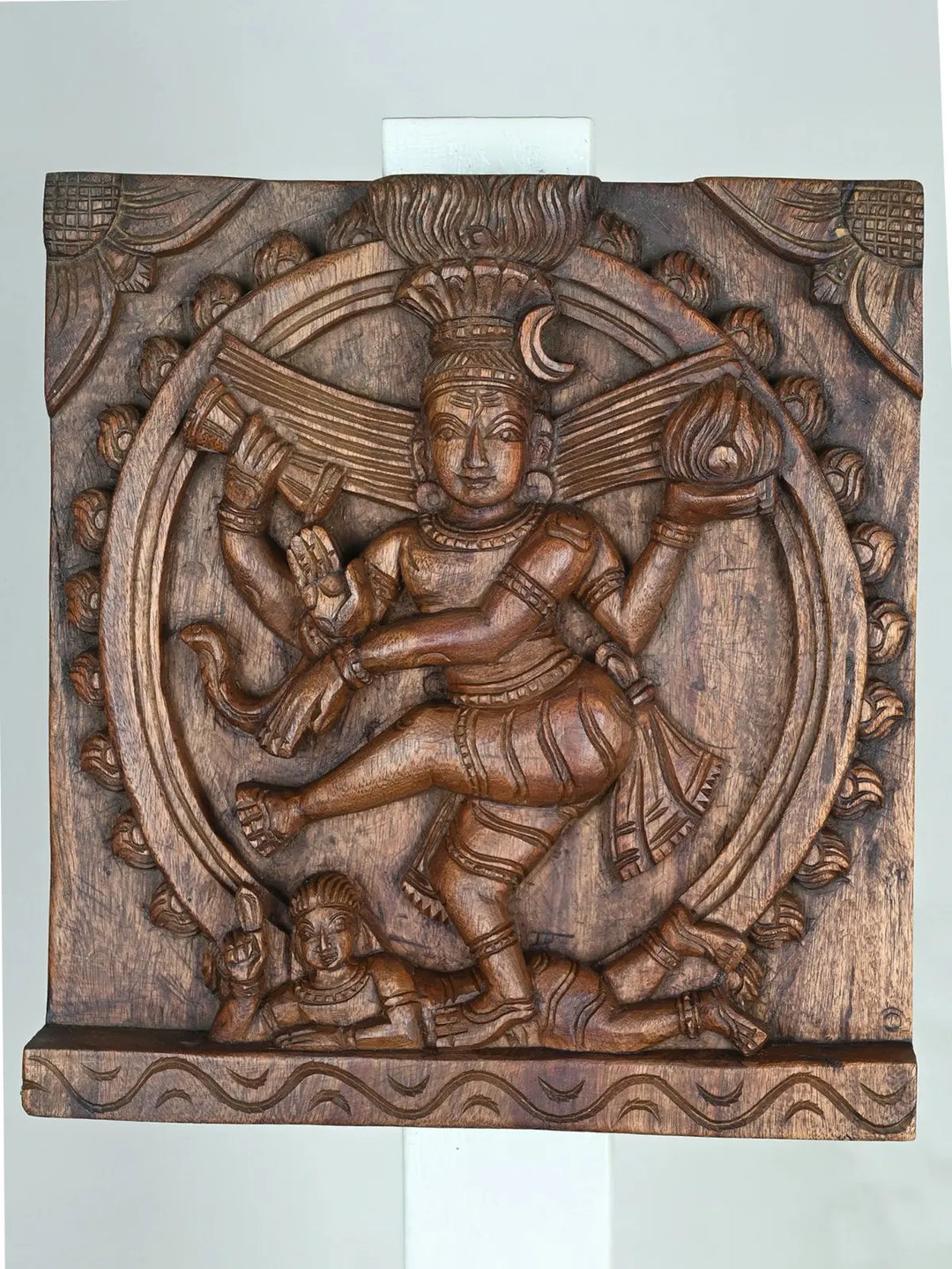 Dancing Shiva – Handcrafted Wooden Panel-12"