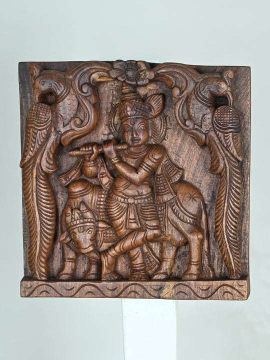 Lord Krishna Playing Flute Wooden