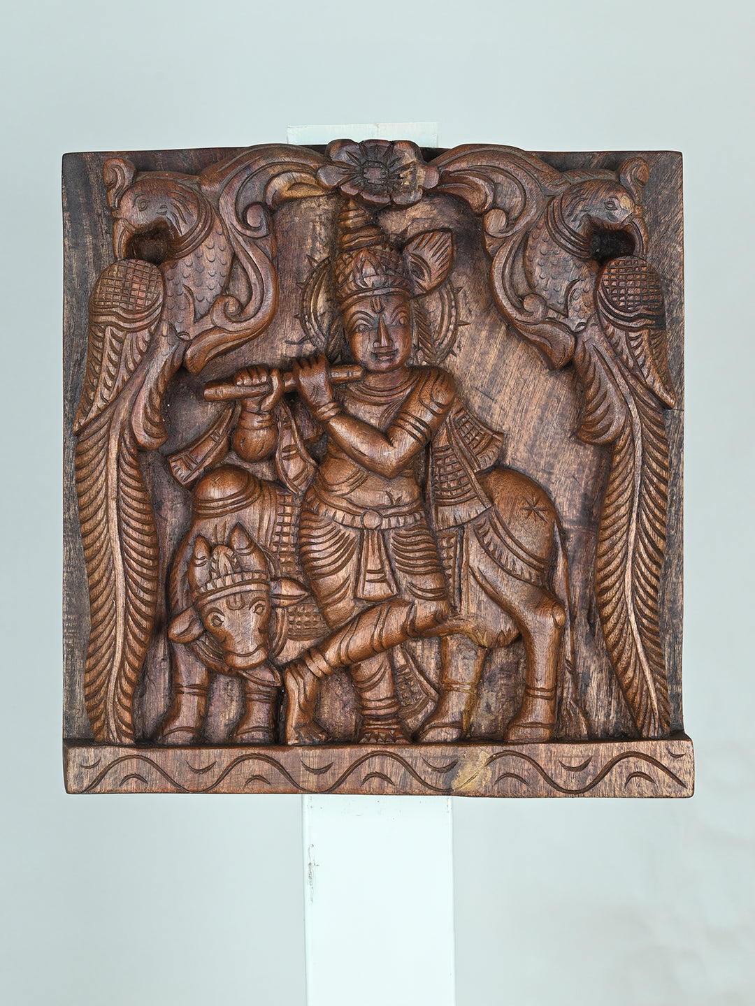 Krishna with Cow Wooden Panel