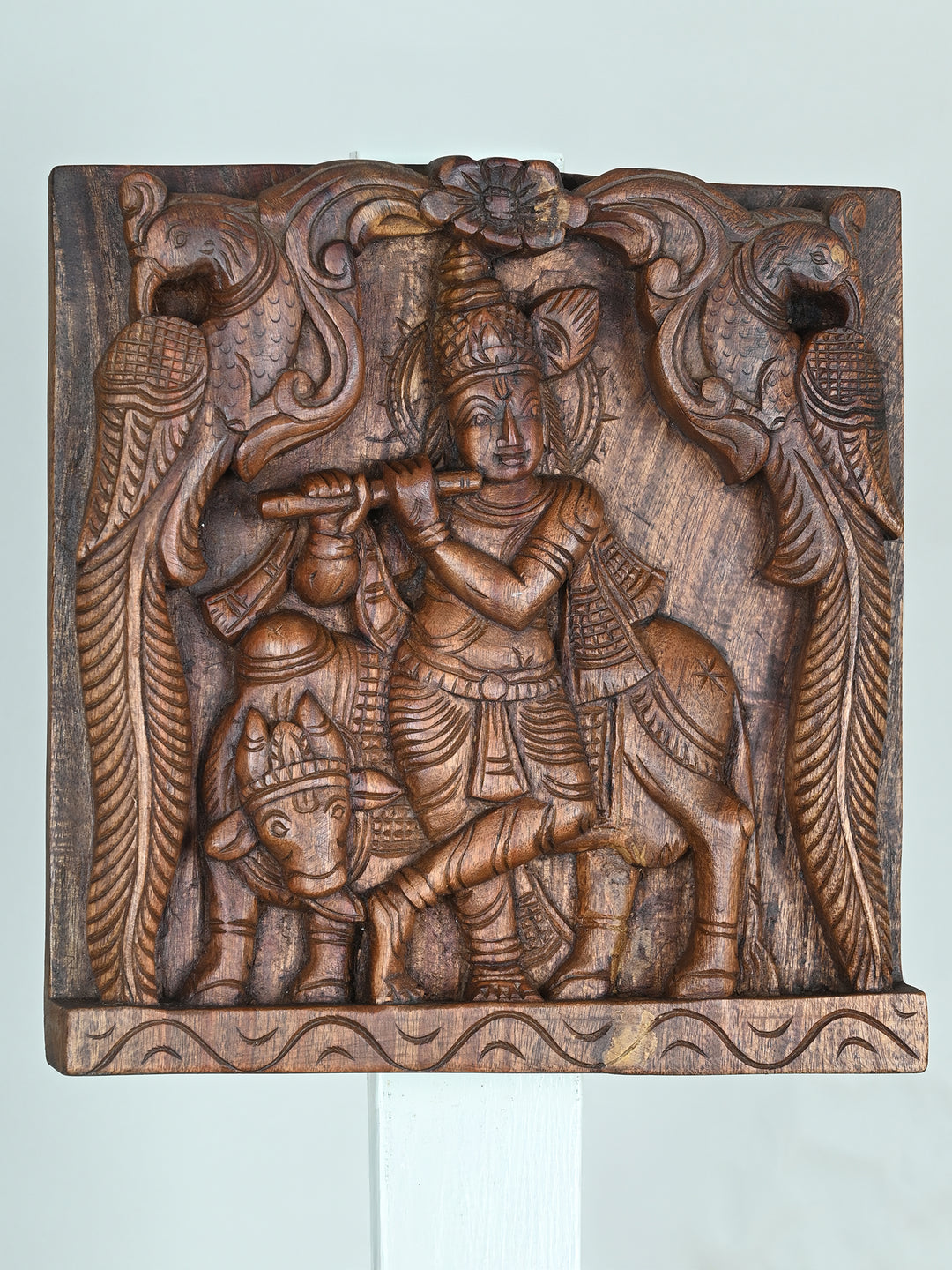 Krishna with Cow Wooden Panel