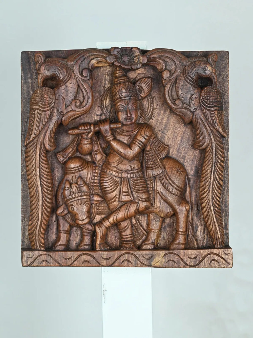 Krishna with Cow Wooden Panel-