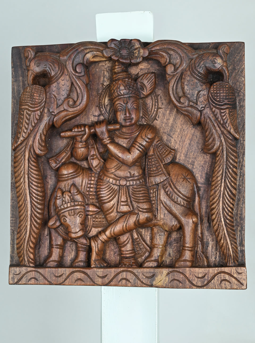 Krishna with Cow Wooden Panel-12"