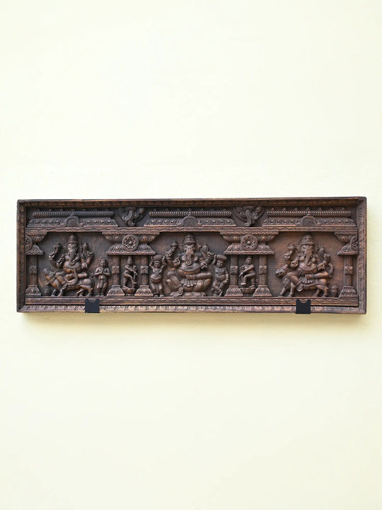 Lord Ganesha wooden panel