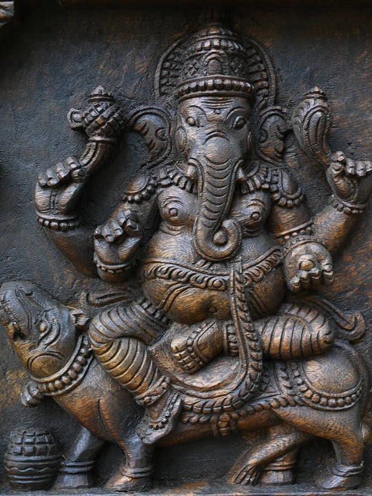 Lord Ganesh In Three Forms Wall Mount Panel 60"