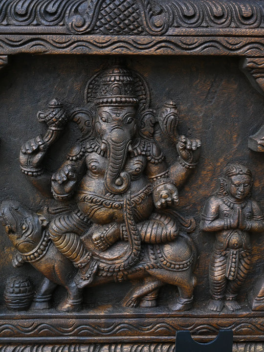 Lord Ganesh In Three Forms Wall Mount Panel 60"