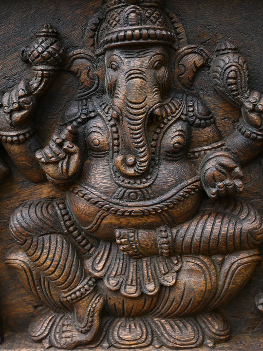 Lord Ganesh In Three Forms Wall Mount Panel 60"