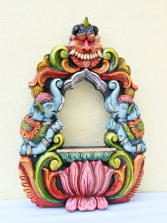 Yali & Elephant Arch Wooden Candle Frame