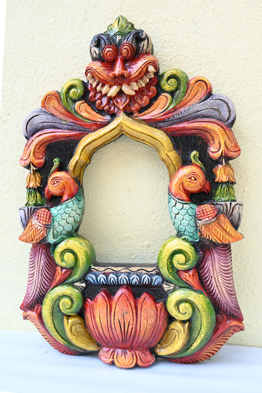 Yali-Peacock Lotus Wooden Arch Frame-18"