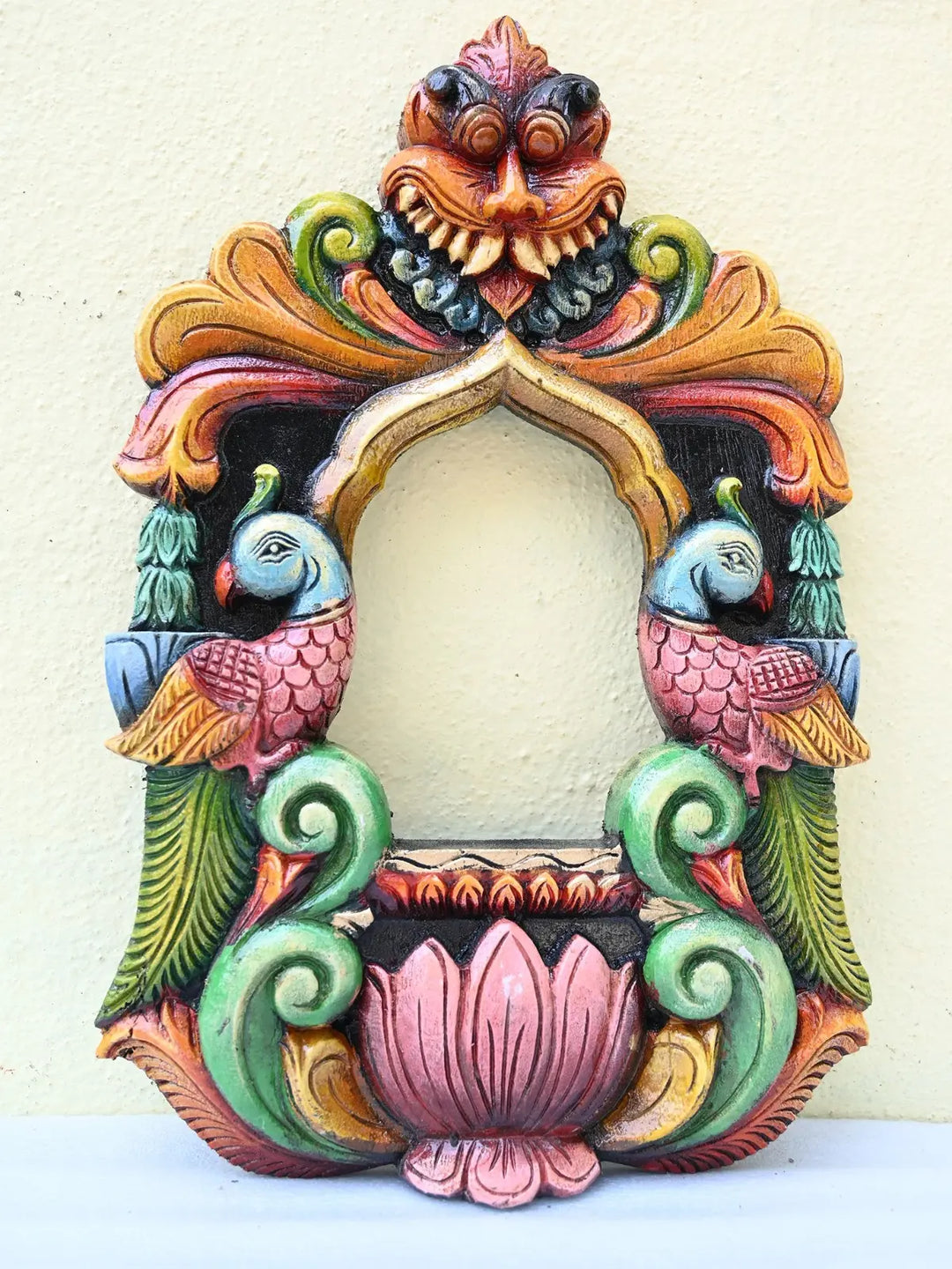 Traditional Yali  Parrot Floral Arch wooden Frame