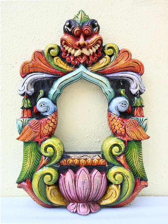 Wooden Lotus and Yalli with  Parrot Candle