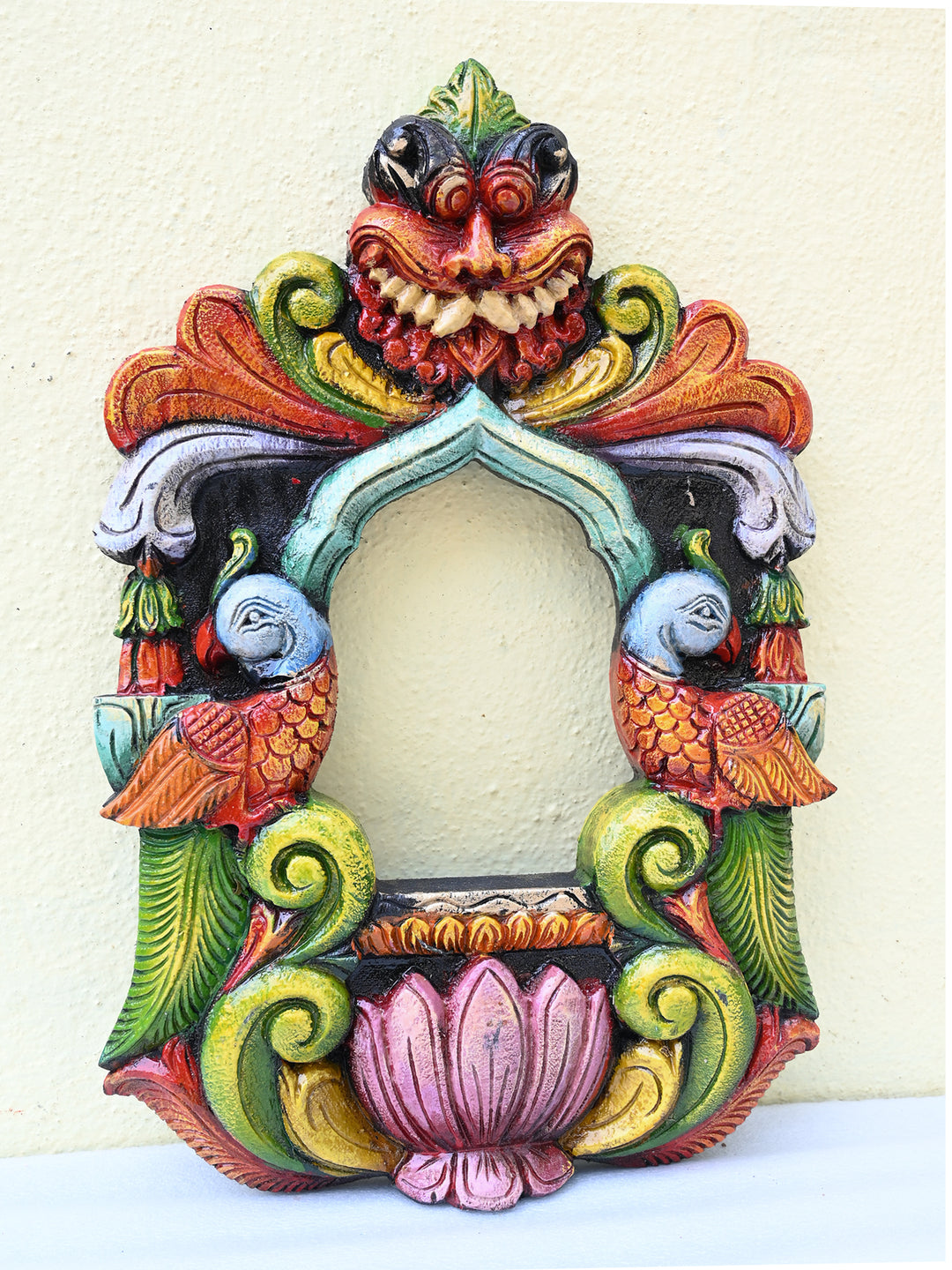 Wooden Lotus and Yalli with Parrot Candle