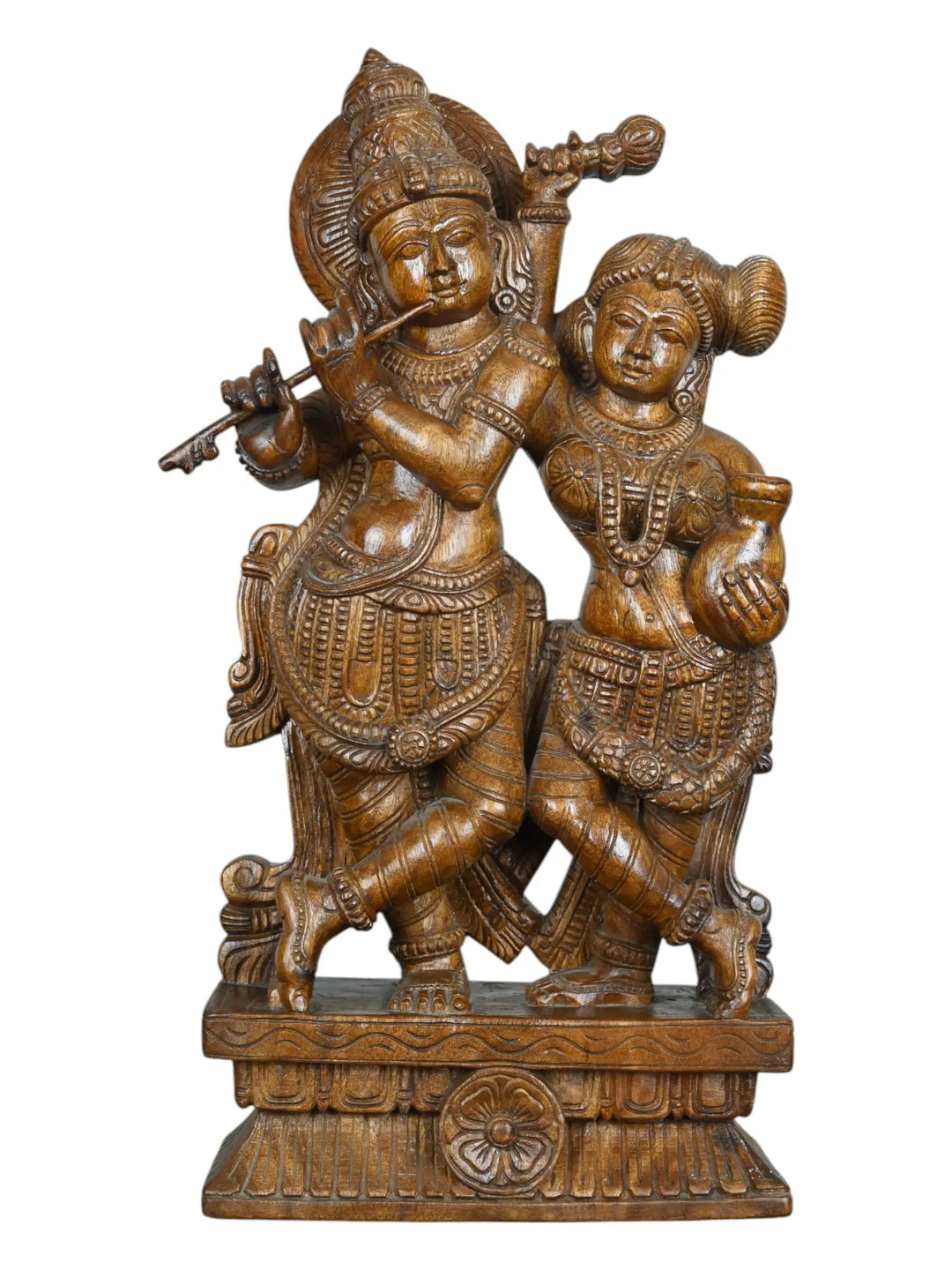 Wooden Radhakrishna statue