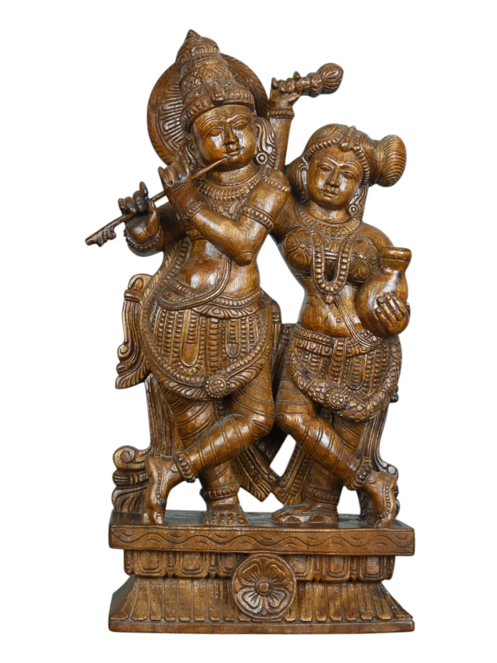 Wooden Radhakrishna statue