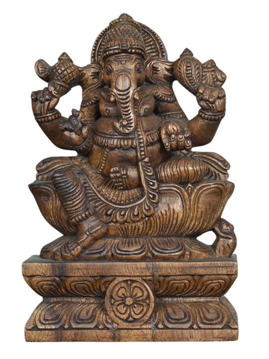 1 ft wooden Ganesh idol