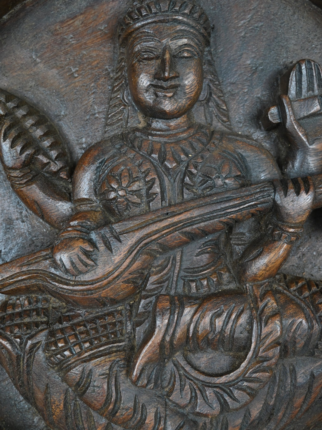 Goddess Saraswathi Circular Wall Frame 12"