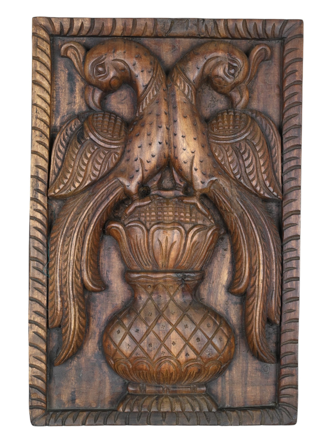 Wooden parrots wall frame