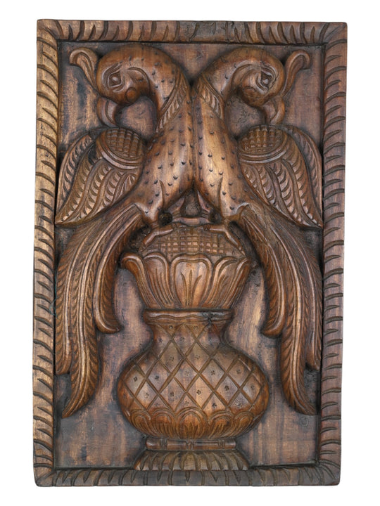 Wooden parrots wall frame