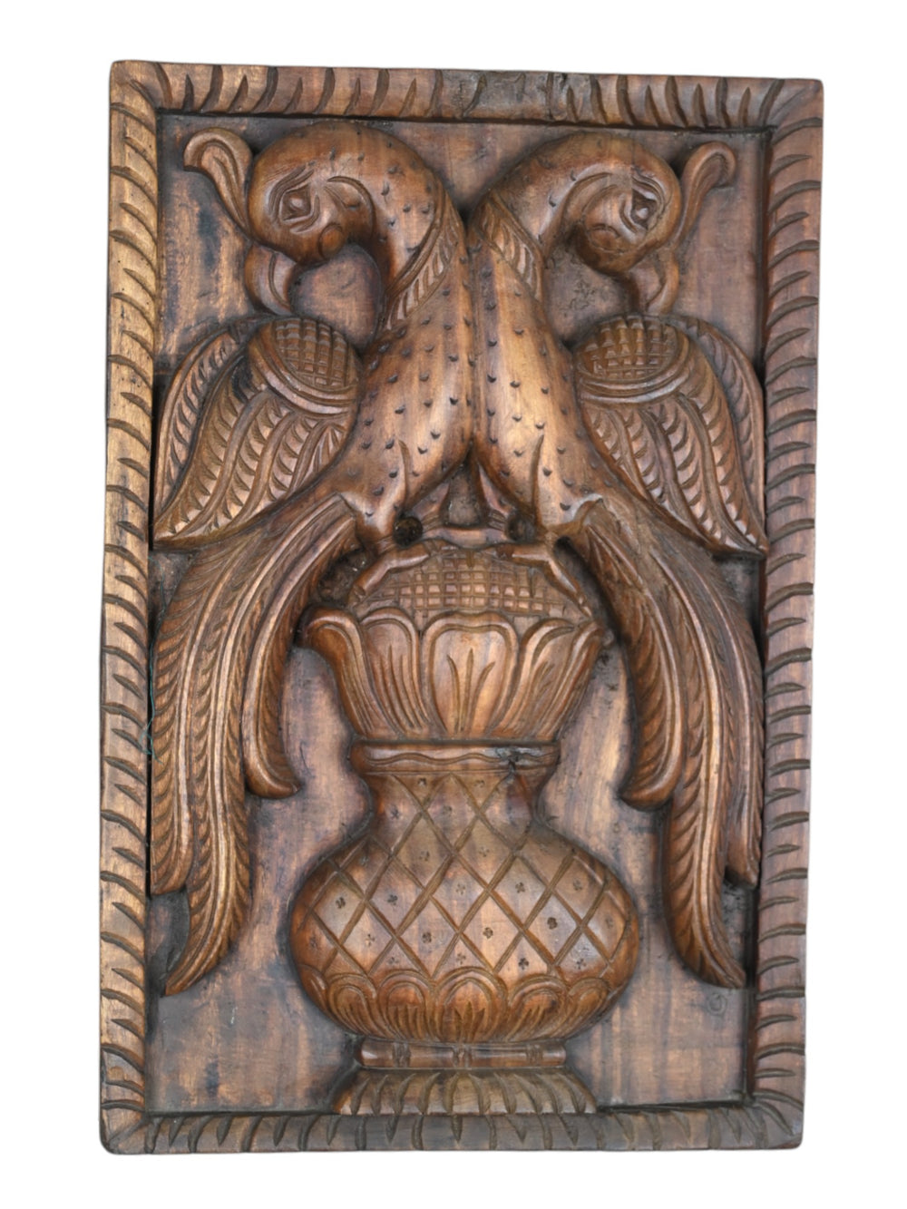 Wooden parrots wall frame