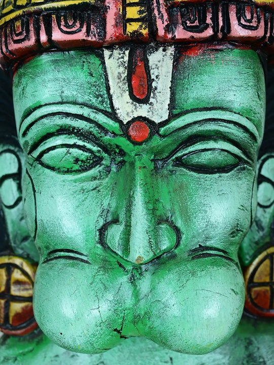 The powerful Hanuman wooden face mask-18"