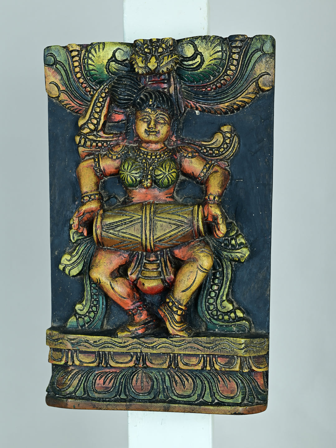 wooden Apsara multicolour panel-12"