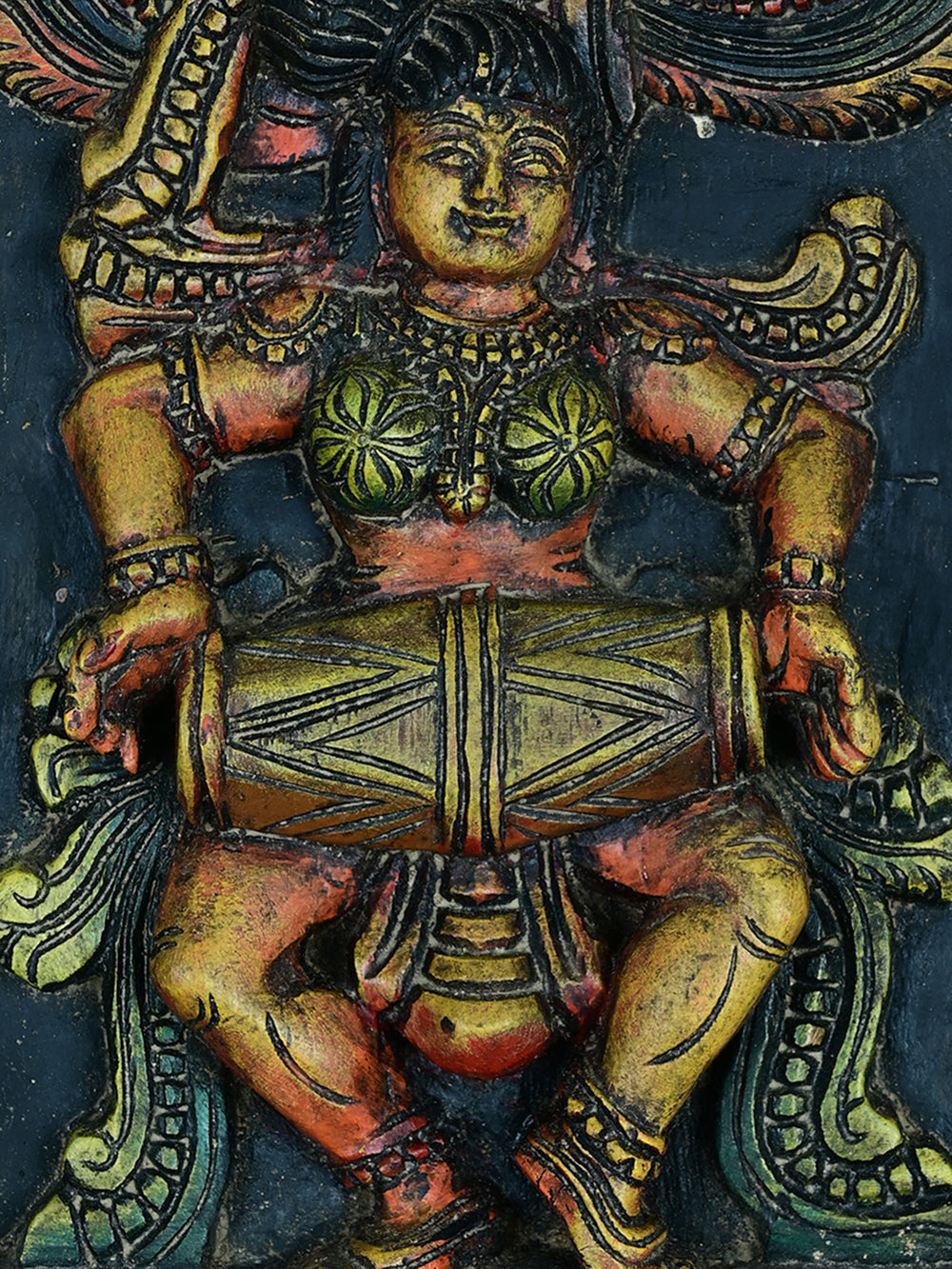 wooden Apsara multicolour panel