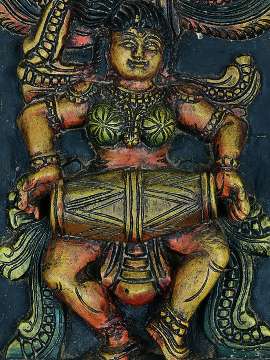 wooden Apsara multicolour panel