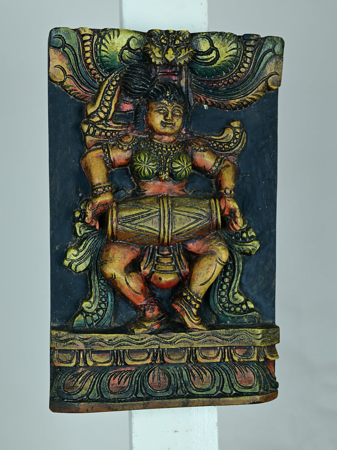 wooden Apsara multicolour panel-12"