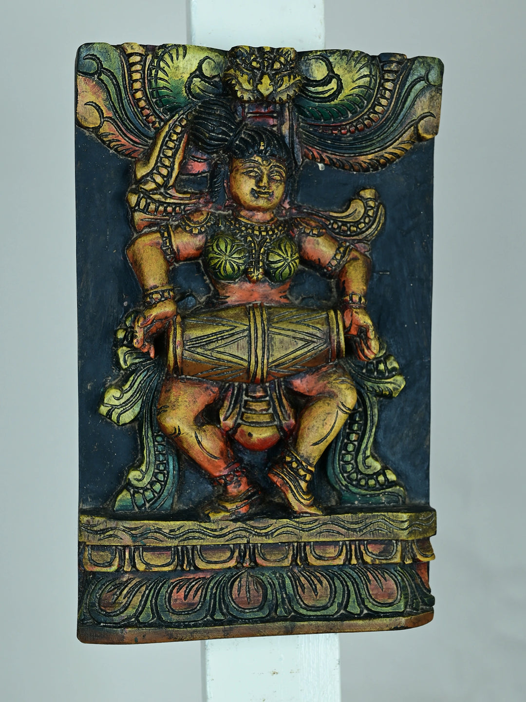 wooden Apsara multicolour panel-12"