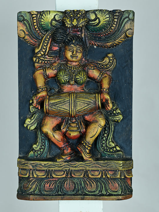 wooden Apsara multicolour panel