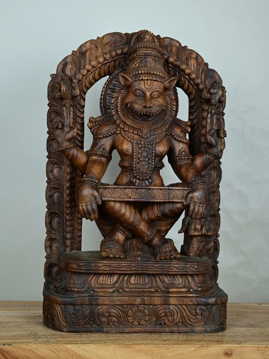 Narasimha Deva Idol in Wood-26"